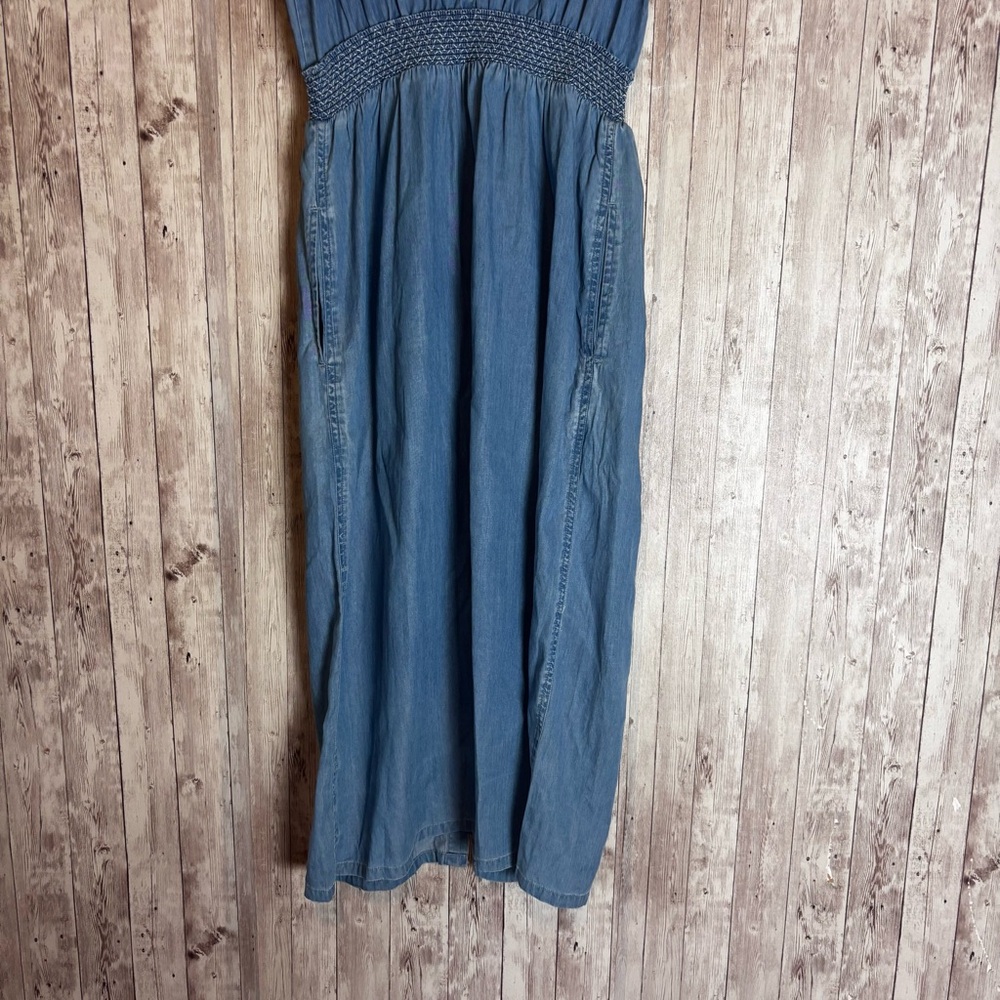 Olive + Oak Chambray Tie-Shoulder Midi Dress - Picture 7 of 8